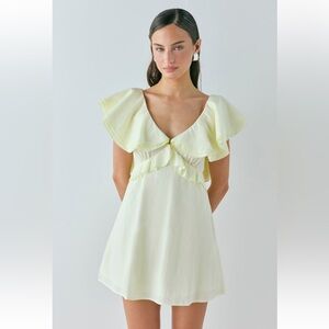 Chic Butter Yellow Ruffle Mini Dress